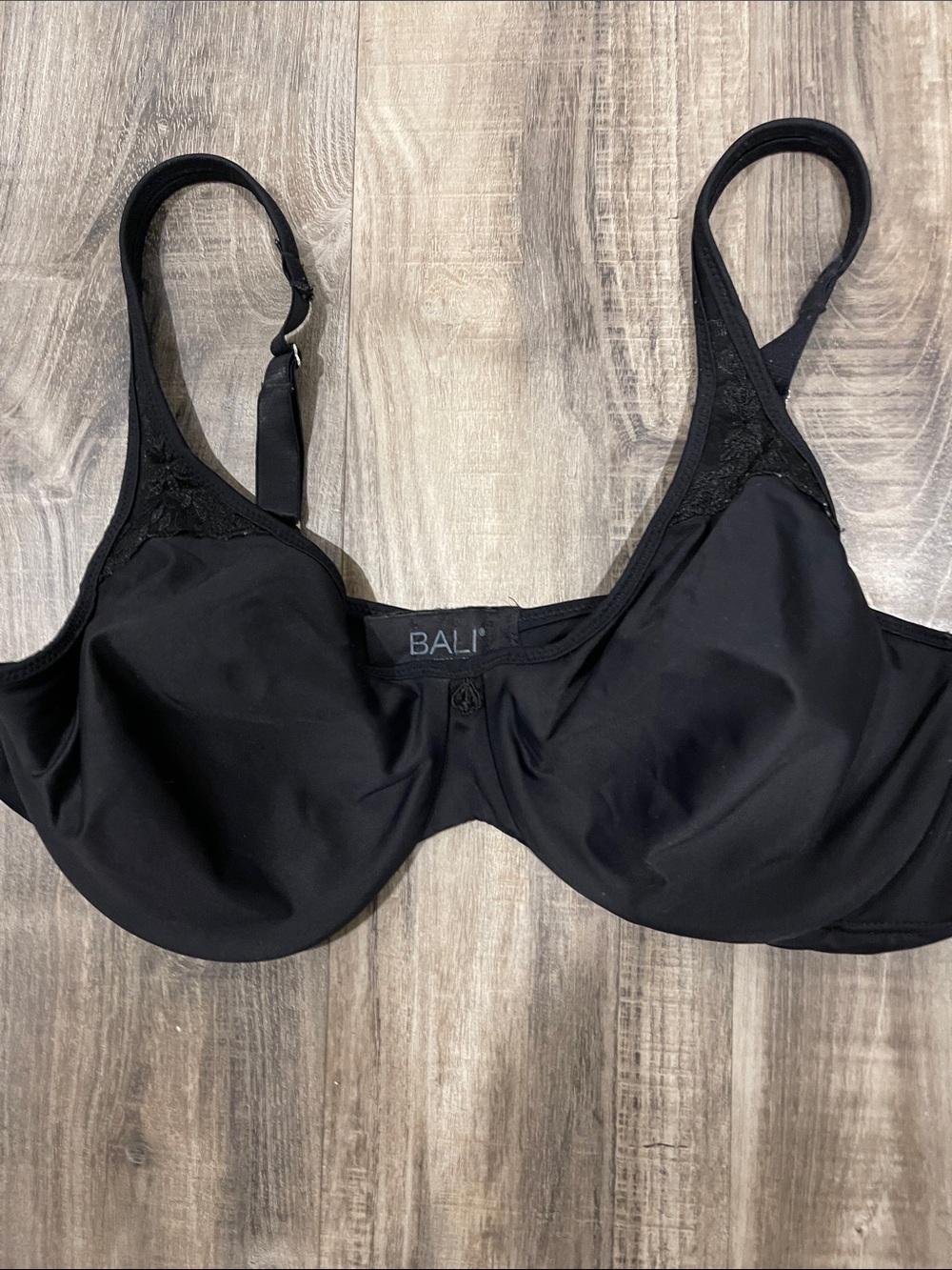 Bali Black Smooth Underwire Bra with Lace Trim
